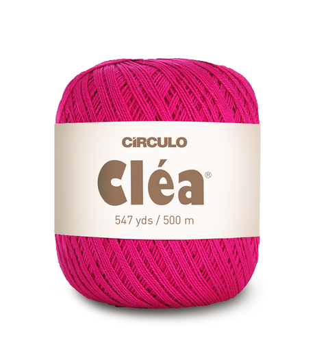 Circulo Clea 100% Cotton Yarn for Crochet and Knitting, 500m/75 gr - Leo Hobby -  Ball of pink yarn with a beige label on a white background