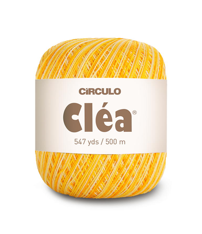 Circulo Clea 100% Cotton Yarn for Crochet and Knitting, 500m/75 gr - Leo Hobby - Yellow skein of yarn with 'Circulo Clea' label on a white background