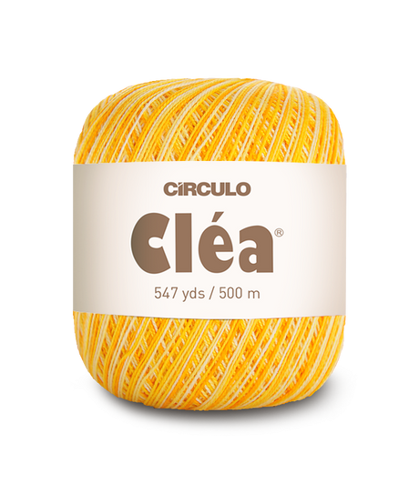 Circulo Clea 100% Cotton Yarn for Crochet and Knitting, 500m/75 gr - Leo Hobby - Yellow skein of yarn with 'Circulo Clea' label on a white background