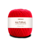 Circulo Natural Cotton Maxcolor (Barroco) 4/4 100% Cotton Yarn for Crochet and Knitting, 338m/200g - Leo Hobby -  Red ball of yarn with a white label on a white background