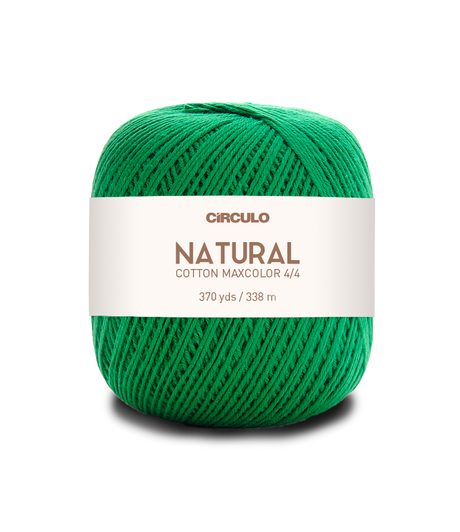 Circulo Natural Cotton Maxcolor (Barroco) 4/4 100% Cotton Yarn for Crochet and Knitting, 338m/200g - Leo Hobby -  Green ball of yarn with a Circulo label on a white background