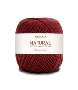 Circulo Natural Cotton Maxcolor (Barroco) 4/4 100% Cotton Yarn for Crochet and Knitting, 338m/200g - Leo Hobby -  Red ball of yarn with a white label on a white background