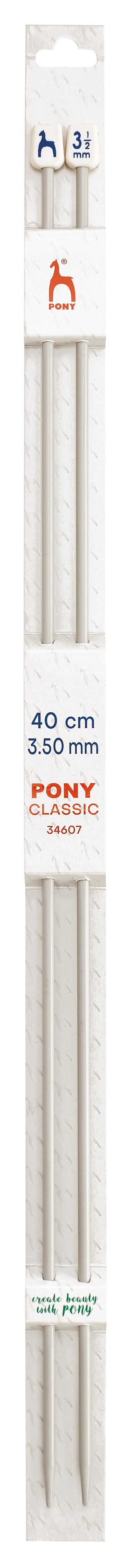 Pony Classic Aluminium Single Pointed Knitting Needles – 35, 40 & 60 cm, 40 cm, 3.50 mm