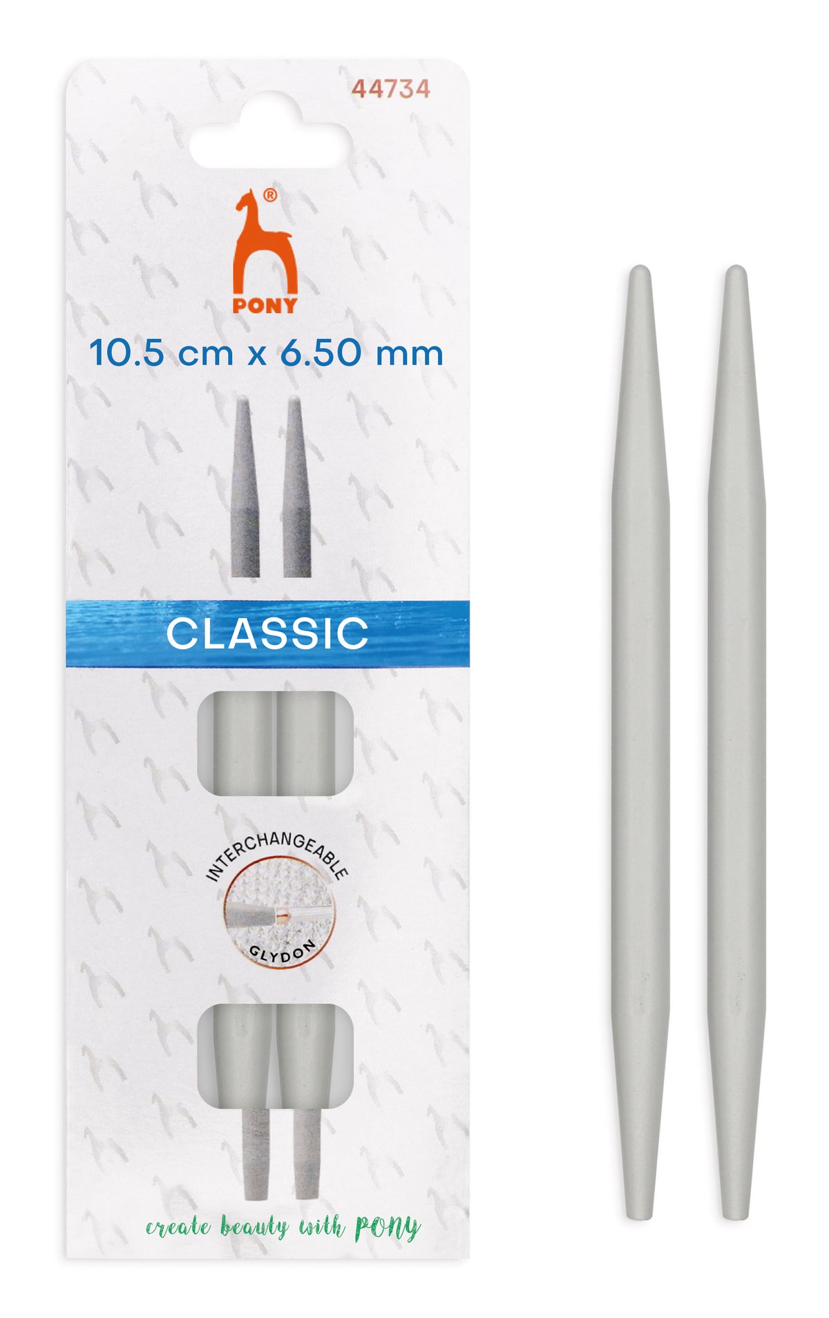 Pony Classic Aluminium Interchangeable Knitting Needle Tips – 10.5 & 14 cm, 10.5 cm, 6.50 mm