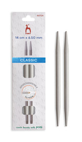 Pony Classic Aluminium Interchangeable Knitting Needle Tips – 10.5 & 14 cm, 14 cm, 6.50 mm
