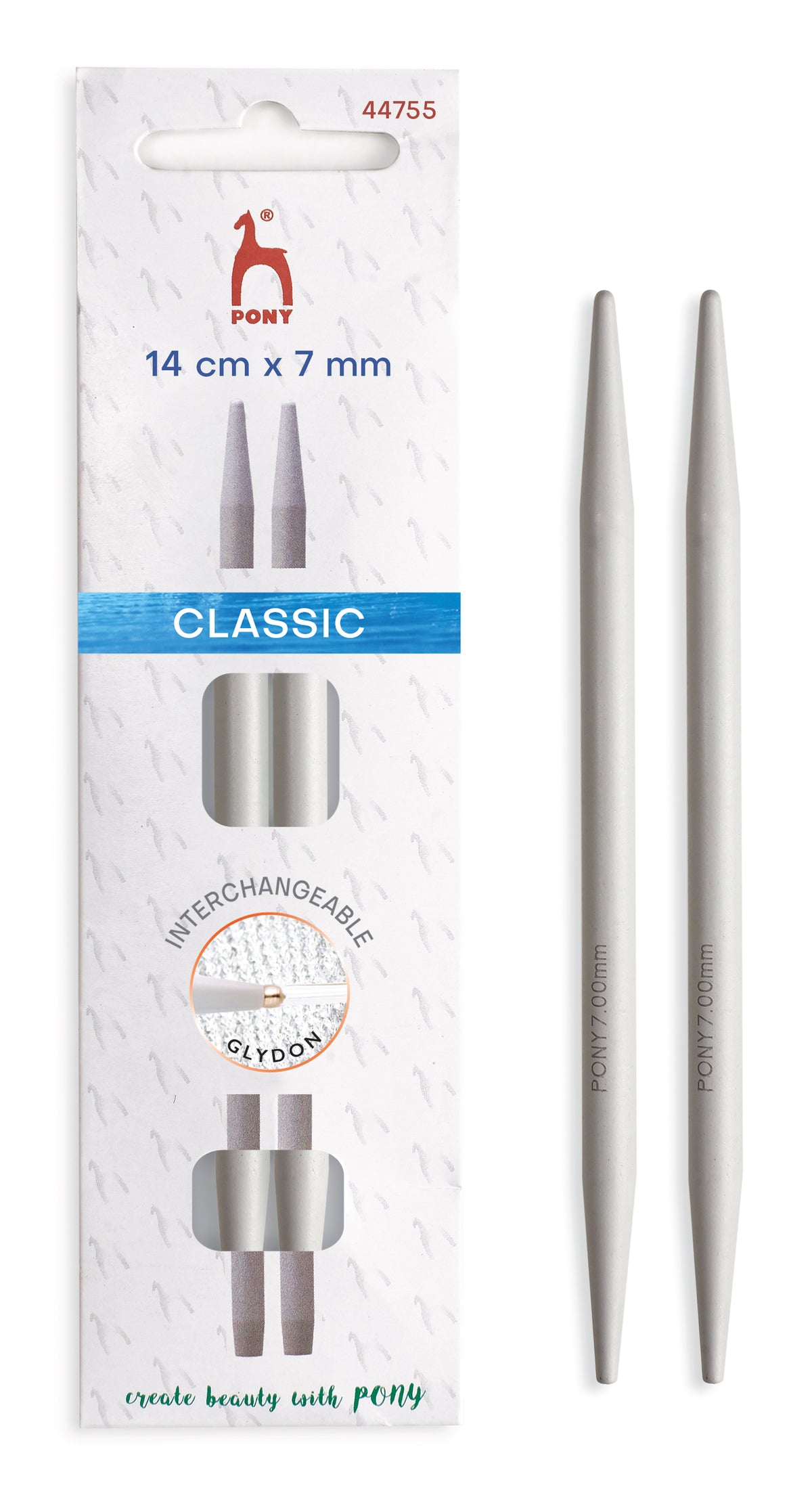 Pony Classic Aluminium Interchangeable Knitting Needle Tips – 10.5 & 14 cm, 14 cm, 7.00 mm