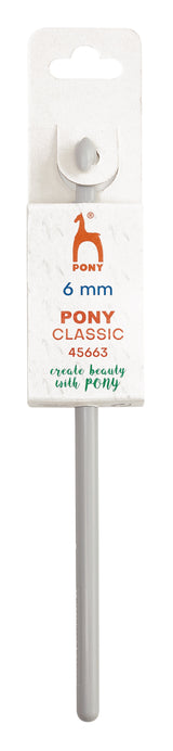 Pony Classic Plastic Crochet Hooks – 15 cm - A 6 mm Pony Classic embroidery thread needle in its original white cardboard packaging, featuring the orange and green Pont brand logo.
