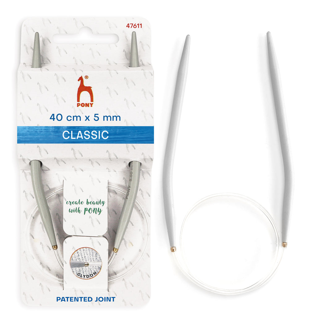 Pony Classic Fixed Circular Knitting Needles – 40, 60, 80 & 100 cm, 40 cm, 5.00 mm