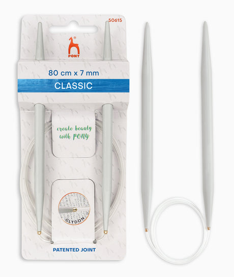 Pony Classic Fixed Circular Knitting Needles – 40, 60, 80 & 100 cm, 80 cm, 7.00 mm