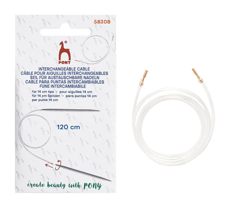Pony Cables for Interchangeable Knitting Needles, 14 cm tips, 120 cm
