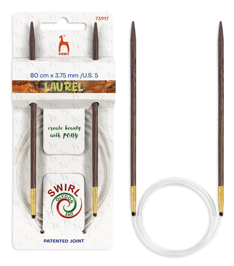 Pony Laurel 360° Glydon Swirl Fixed Circular Knitting Needles – 80 cm, 3.75 mm