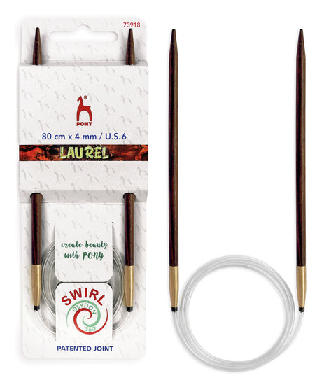 Pony Laurel 360° Glydon Swirl Fixed Circular Knitting Needles – 80 cm, 4.00 mm