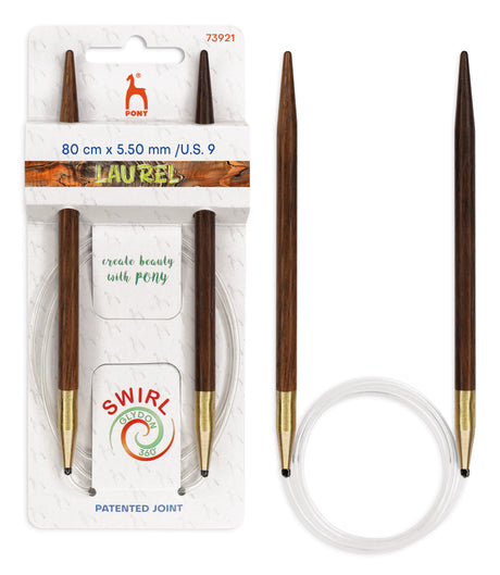 Pony Laurel 360° Glydon Swirl Fixed Circular Knitting Needles – 80 cm, 5.50 mm