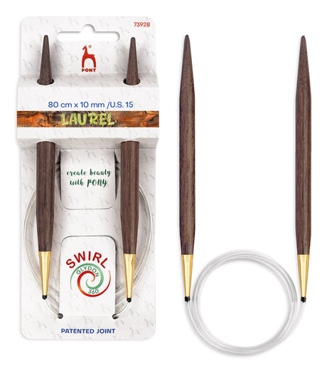 Pony Laurel 360° Glydon Swirl Fixed Circular Knitting Needles – 80 cm, 10.00 mm