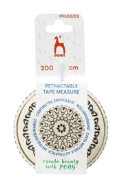 Pony retractable tape measure black, 14 mm x 200 cm
