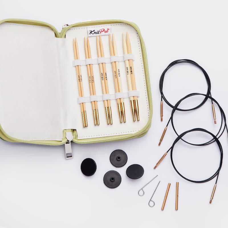 KnitPro Bamboo Starter Circular Needle Set.