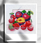 Charivna Mit Fruits cross-stitch and beadwork kit.