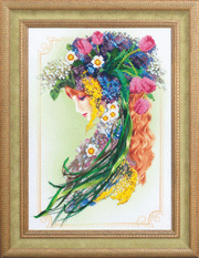 Beadwork kit 'Spring,' featuring vibrant bead embroidery with a 3D floral design, ideal for needlepoint and DIY beaded painting.