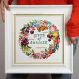 Berry Fresh Gifts of Summer' cross stitch with vibrant berry motifs