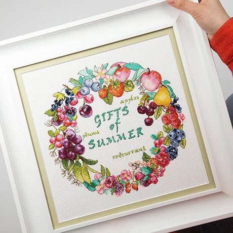count Aida cross stitch kit with 'Berry Fresh' summer design